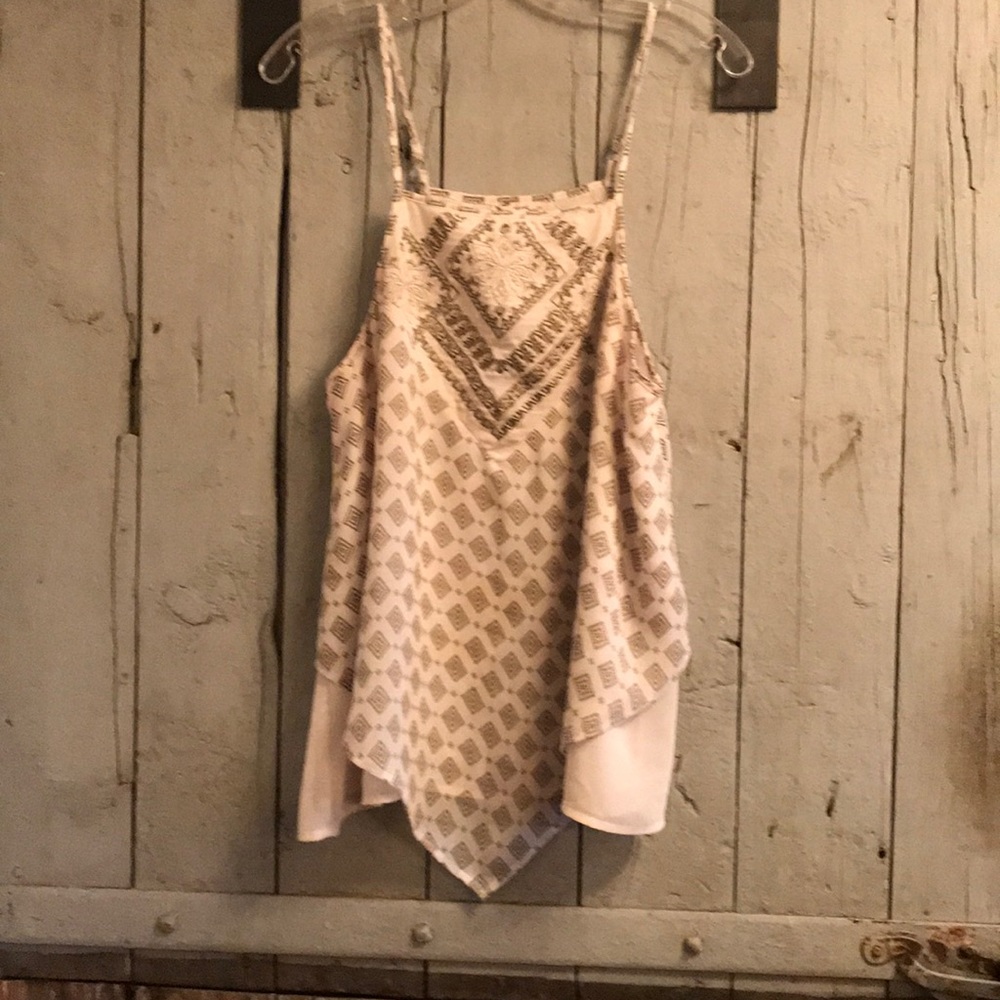 Lotus blossom spaghetti strap lined tank top